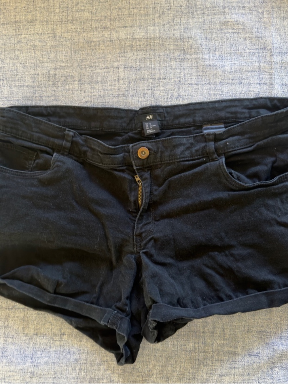 H&M Black Denim-Style High Waist Shorts